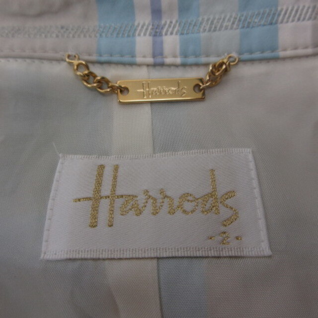 Harrods(ハロッズ)のハロッズ Harrods トレンチコート チェック ライトブルー ベージュ 2 レディースのジャケット/アウター(トレンチコート)の商品写真