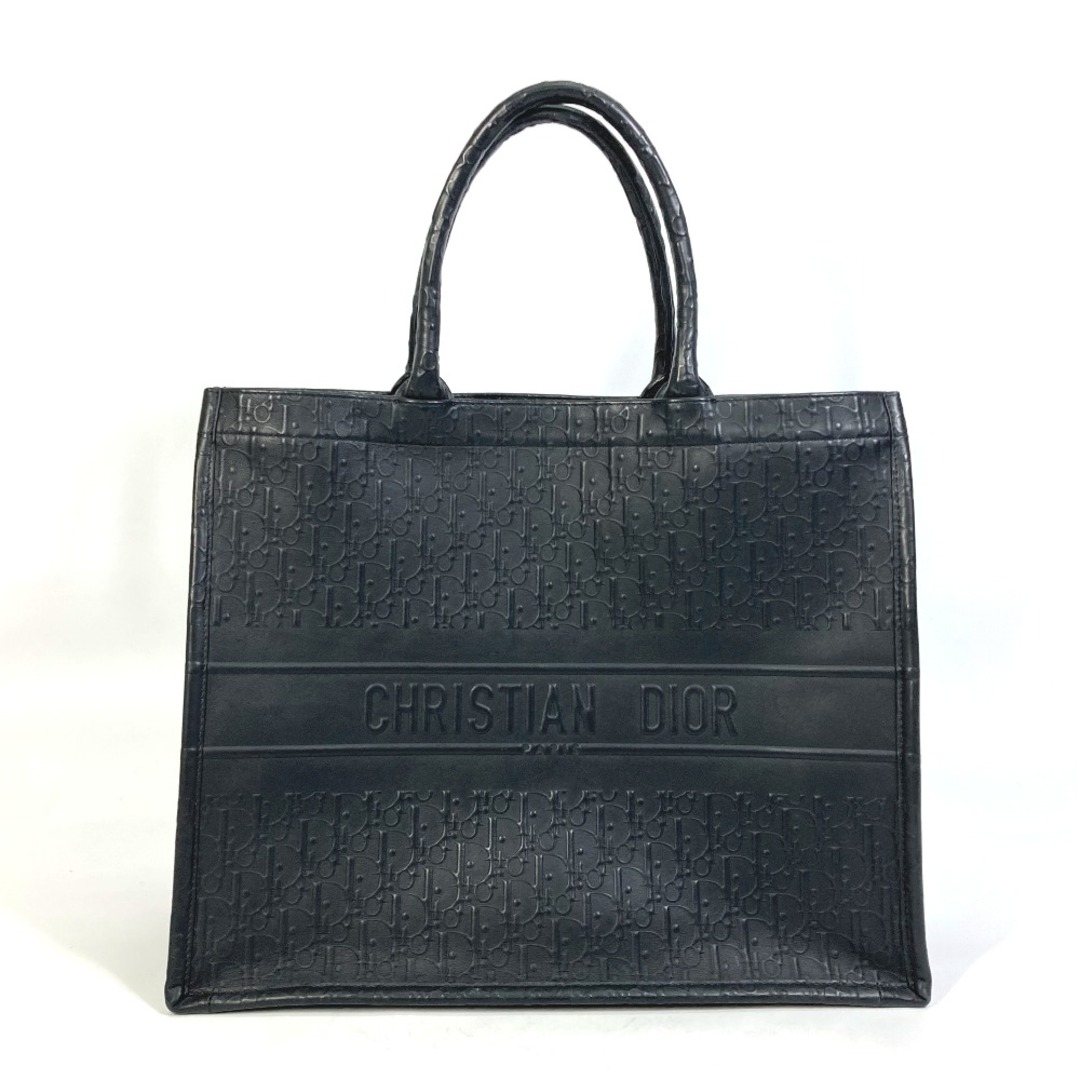 【1着でも送料無料】 Dior ブラック レザー トートバッグ エンボス トロッター ラージ ブックトート Dior ディオール - トートバッグ