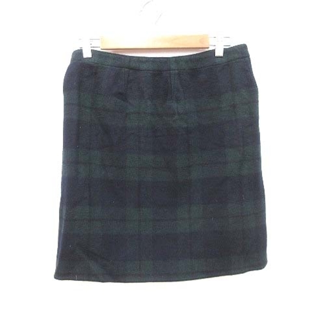 IENA(イエナ)のイエナ ラップスカート タイト ミニ チェック 起毛 ウール 36 緑 紺 レディースのスカート(ミニスカート)の商品写真