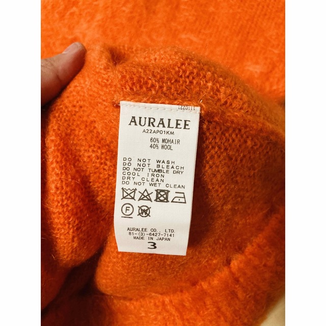 ＜AURALEE＞ モヘアニット　オレンジ　サイズ3 メンズのトップス(ニット/セーター)の商品写真