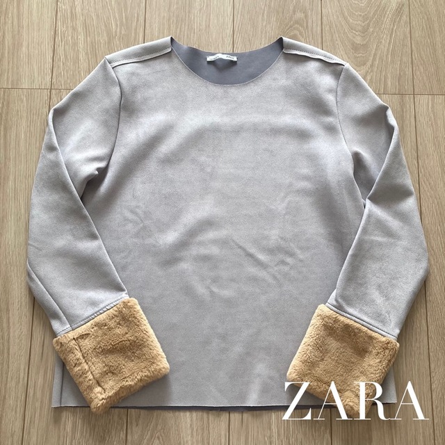 ZARA(ザラ)のザラ zara 袖ボア フェイク レザー プルオーバー トップス カットソー レディースのトップス(カットソー(長袖/七分))の商品写真