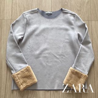 ザラ(ZARA)のザラ zara 袖ボア フェイク レザー プルオーバー トップス カットソー(カットソー(長袖/七分))