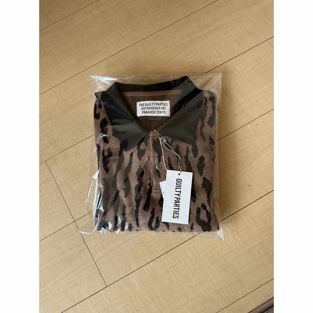 ワコマリア22FW LEOPARD KNIT POLO SHIRT L-BROWN XL