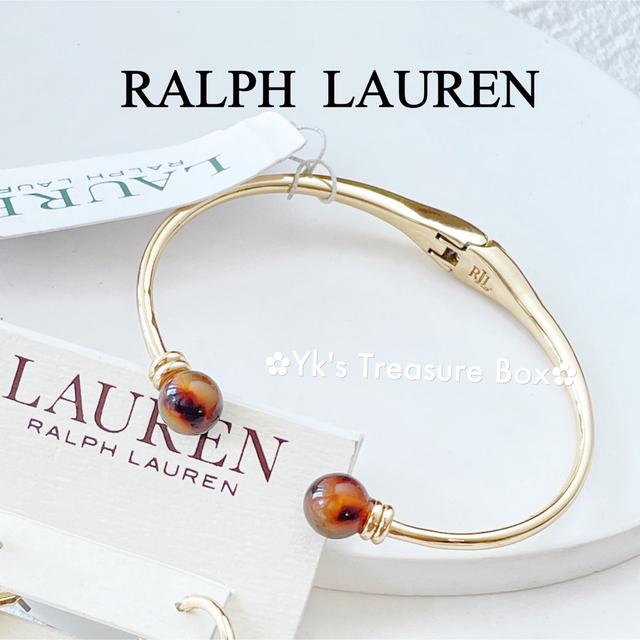 Ralph Lauren(ラルフローレン)のK531/RALPH LAUREN/琥珀色ミニボールゴールドミニフープピアス レディースのアクセサリー(ピアス)の商品写真