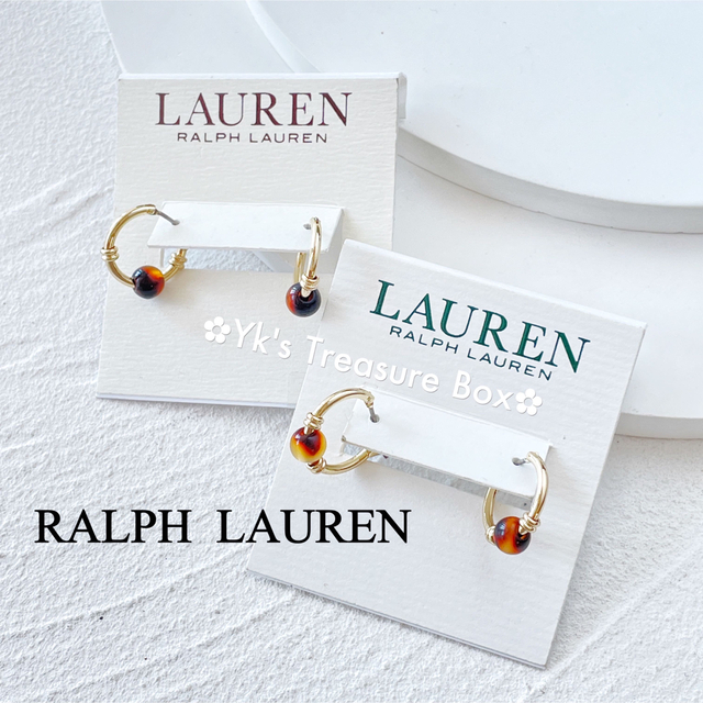 Ralph Lauren(ラルフローレン)のK531/RALPH LAUREN/琥珀色ミニボールゴールドミニフープピアス レディースのアクセサリー(ピアス)の商品写真