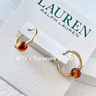 ラルフローレン(Ralph Lauren)のK531/RALPH LAUREN/琥珀色ミニボールゴールドミニフープピアス(ピアス)