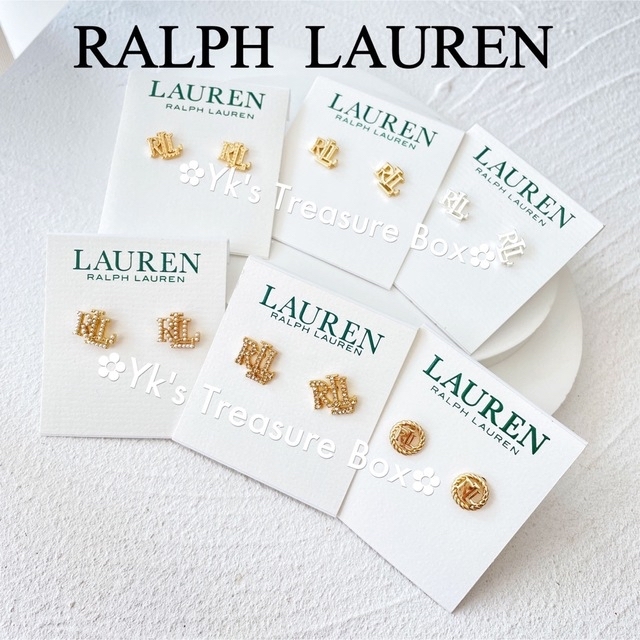 Ralph Lauren(ラルフローレン)のG305/RALPH LAUREN/ゴールドRLL ステッチロゴスタッドピアス レディースのアクセサリー(ピアス)の商品写真