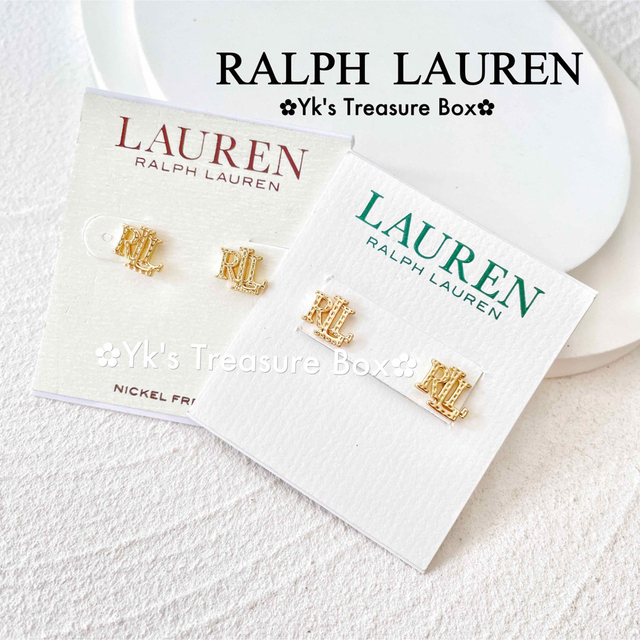 Ralph Lauren(ラルフローレン)のG305/RALPH LAUREN/ゴールドRLL ステッチロゴスタッドピアス レディースのアクセサリー(ピアス)の商品写真