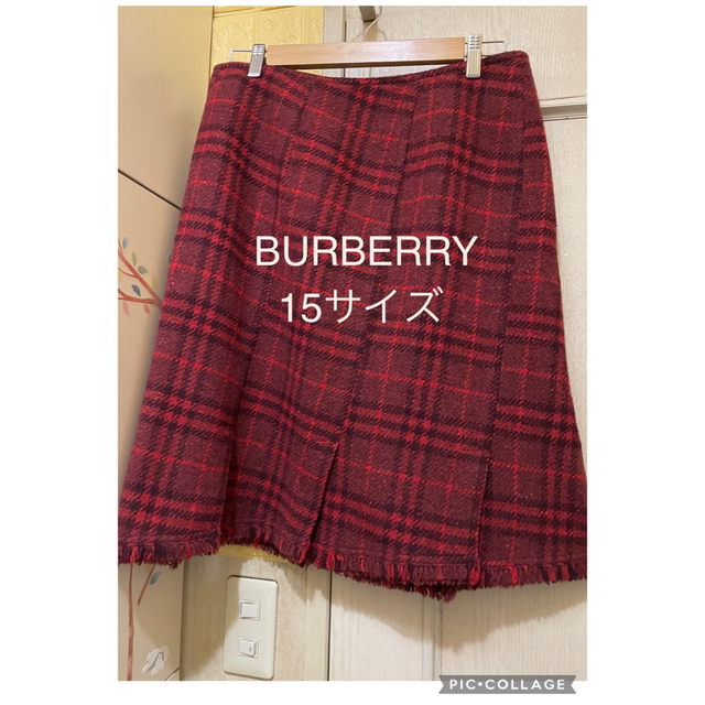 BURBERRY - 【美品】BURBERRY スカート エンジ系チェック柄15号サイズ ...