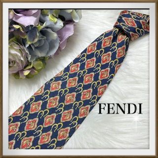 フェンディ(FENDI)の【正規品】FENDI フェンディ✨ネクタイ　馬　馬蹄　動物柄　ネイビー　シルク(ネクタイ)