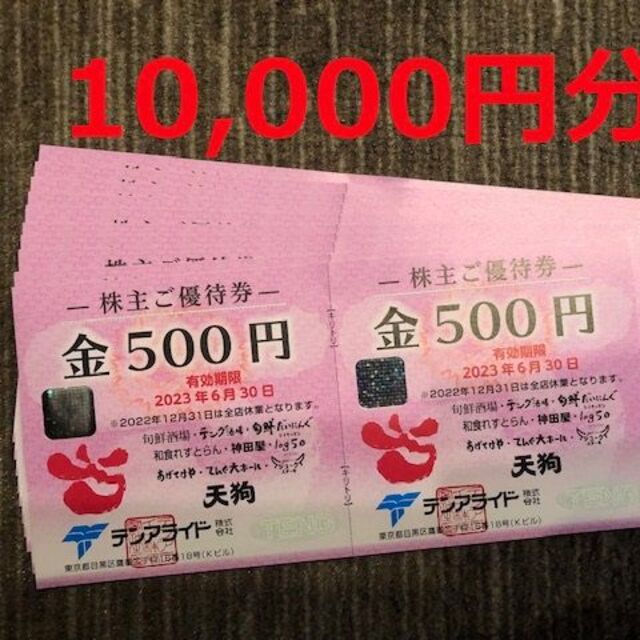 テンアライド 株主優待券 10，000円-