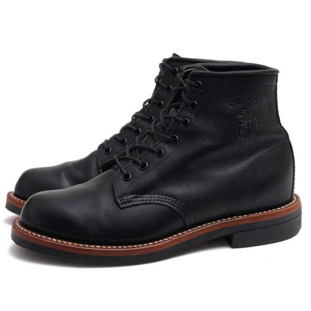 チペワ／CHIPPEWA ワークブーツ シューズ 靴 メンズ 男性 男性用レザー 革 本革 ブラック 黒 90046 6inch PLAIN BOOTS セミドレスブーツ Vibramソール グッドイヤーウェルト製法