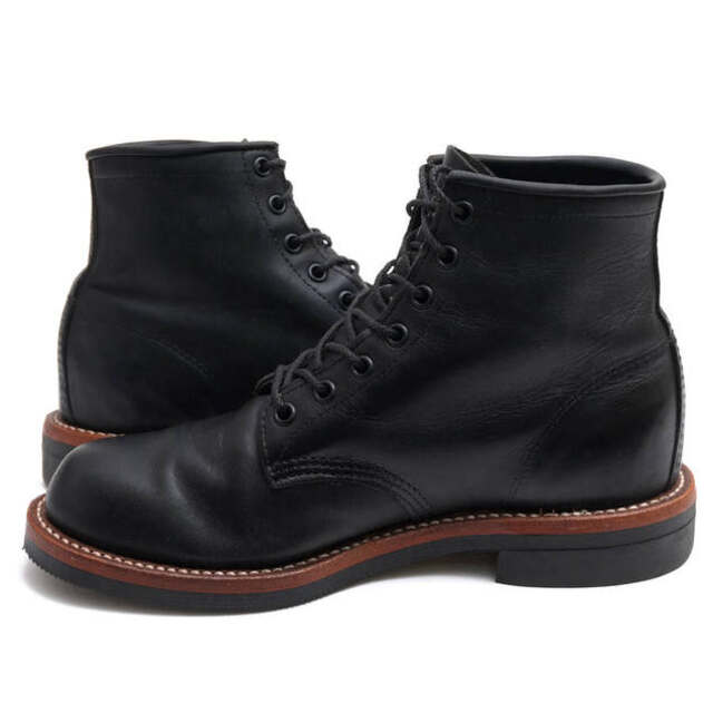 CHIPPEWA(チペワ)のチペワ／CHIPPEWA ワークブーツ シューズ 靴 メンズ 男性 男性用レザー 革 本革 ブラック 黒  90046 6inch PLAIN BOOTS セミドレスブーツ Vibramソール グッドイヤーウェルト製法 メンズの靴/シューズ(ブーツ)の商品写真