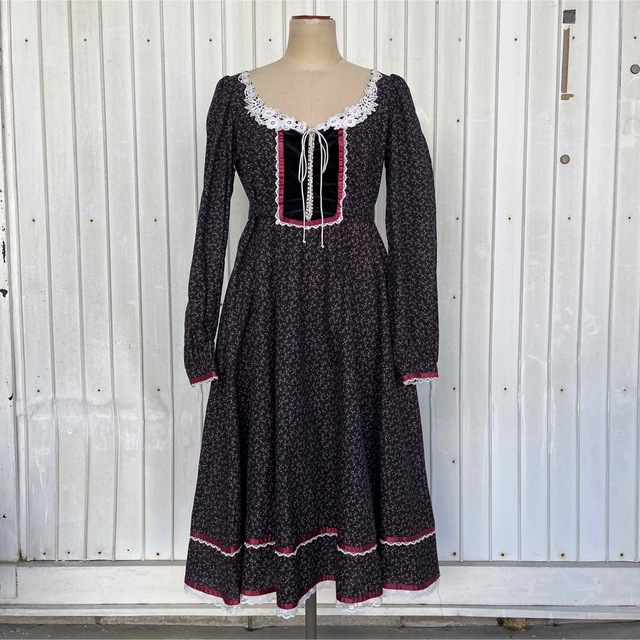 冬の華 花柄 マキシワンピース ロング 70s 70年代 ビンテージ TALON