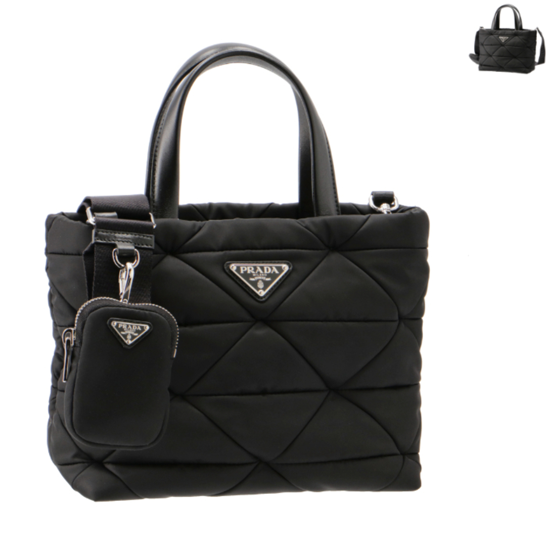 プラダ PRADA トートバッグ パデッド Re-Nylon ナイロン ミニポーチ付き 1BG373B9O RDJNイタリア付属