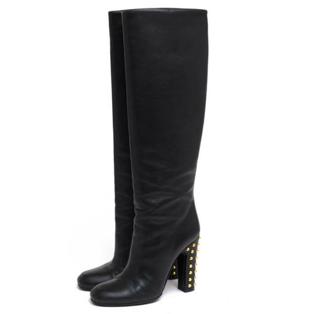グッチ/GUCCI ロングブーツ シューズ 靴 レディース 女性 女性用レザー 革 本革 ブラック 黒 297199 Jacquelyne Tall Boots プレーントゥ スタッズ | フリマアプリ ラクマ