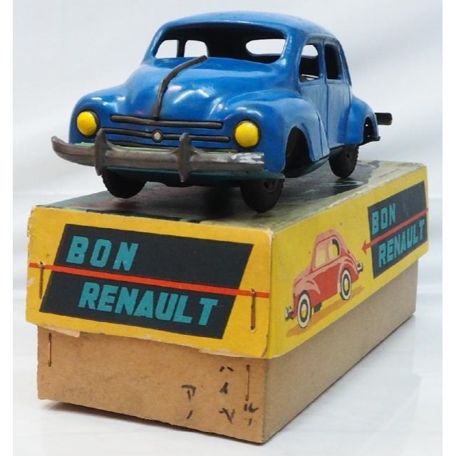 増田屋 Bon Renault 日野ルノー4CV青tinブリキtoy car箱付 3