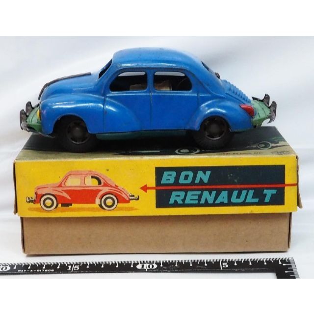 増田屋 Bon Renault 日野ルノー4CV青tinブリキtoy car箱付 4