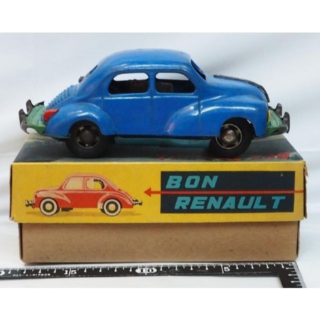 増田屋 Bon Renault 日野ルノー4CV青tinブリキtoy car箱付 7