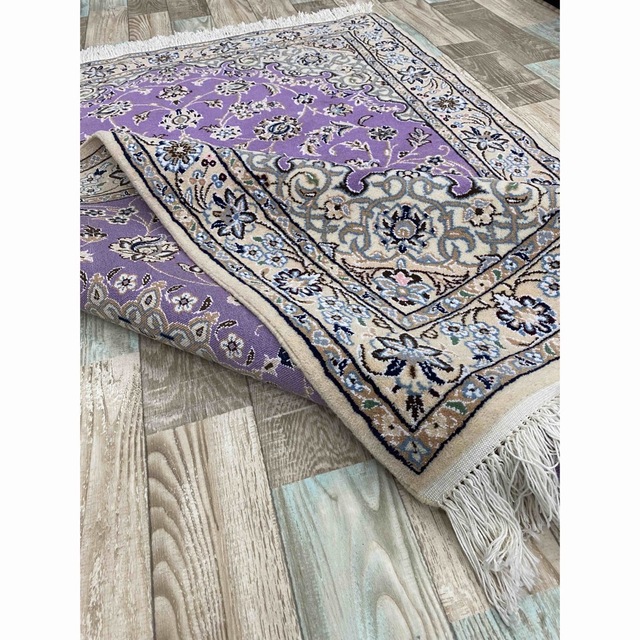カーペット通販手織りウール100％ペルシャ絨毯/ナイン産美しいパープル ...