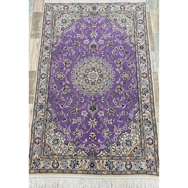 手織りウール100％ペルシャ絨毯/ナイン産美しいパープル色の高級カーペット
