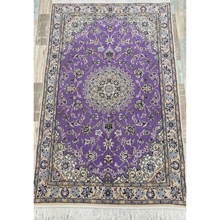 手織りウール100％ペルシャ絨毯/ナイン産美しいパープル色の高級カーペット(カーペット)