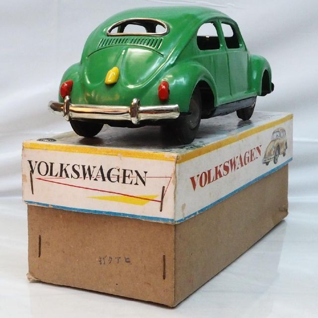 増田屋フォルクスワーゲン ビートル黄緑ブリキtin toy carミニチュア箱付