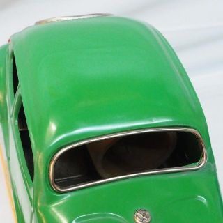 増田屋フォルクスワーゲン ビートル黄緑ブリキtin toy carミニチュア箱付-