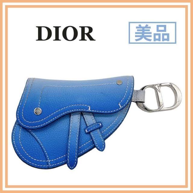 Christian Dior - 美品 クリスチャンディオール レザー サドル ポーチ ブルー CD レディース