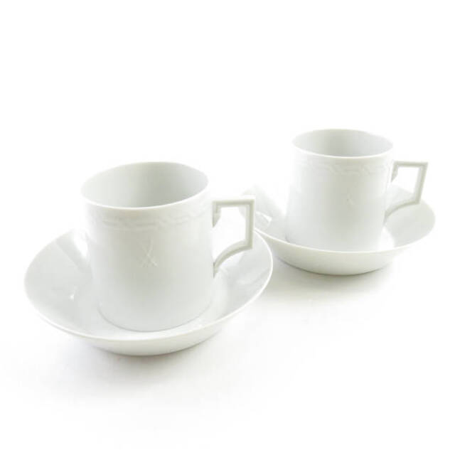 MEISSEN マイセン ホワイトベルリン カップ&ソーサー 2客 ホワイト