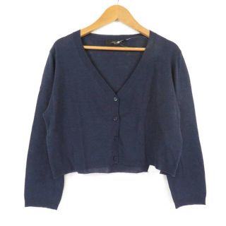 マックスマーラ(Max Mara)の美品 maxmaraWEEKEND マックスマーラ カーディガン ネイビー系 シルク、リネン 長袖 ショート丈 レディース AC1027A39 (カーディガン)