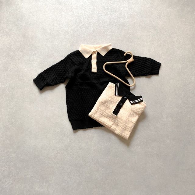 ［Black/90］ニットワンピース ［韓国子供服］ キッズ/ベビー/マタニティのキッズ服女の子用(90cm~)(ワンピース)の商品写真