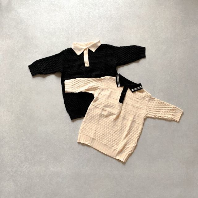 ［Black/90］ニットワンピース ［韓国子供服］ キッズ/ベビー/マタニティのキッズ服女の子用(90cm~)(ワンピース)の商品写真