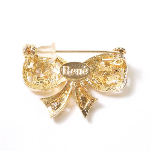 René - 美品 Rene ルネ リボンブローチ ゴールド系 ライト René - 美品 Rene ルネ リボンブローチ ゴールド系 ライト