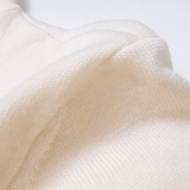 385cm総丈美品 FOXEY フォクシー Ruffle Collar Knit Top (36565) ニット ホワイト系 ウール100％ レディース AY3016A49