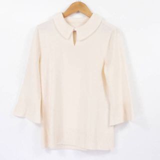 フォクシー(FOXEY)の美品 FOXEY フォクシー Ruffle Collar Knit Top (36565) ニット ホワイト系 ウール100％ レディース AY3016A49 (ニット/セーター)