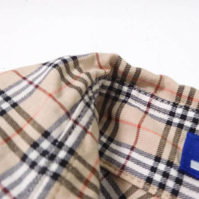 BURBERRY(バーバリー)の美品 BURBERRY BLUE LABEL バーバリー ブラウス ベージュ コットン100％ 半袖 シャツ トップス チェック 刺繍ロゴ レディース AU1121A49  レディースのトップス(シャツ/ブラウス(半袖/袖なし))の商品写真