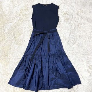 ☆美品☆モンクレール 異素材 ワンピース ノースリーブ フレア スカート-