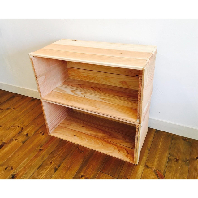 新品 りんご箱 2箱 // 木製 木箱 ウッドボックス 収納 ラック シェルフ