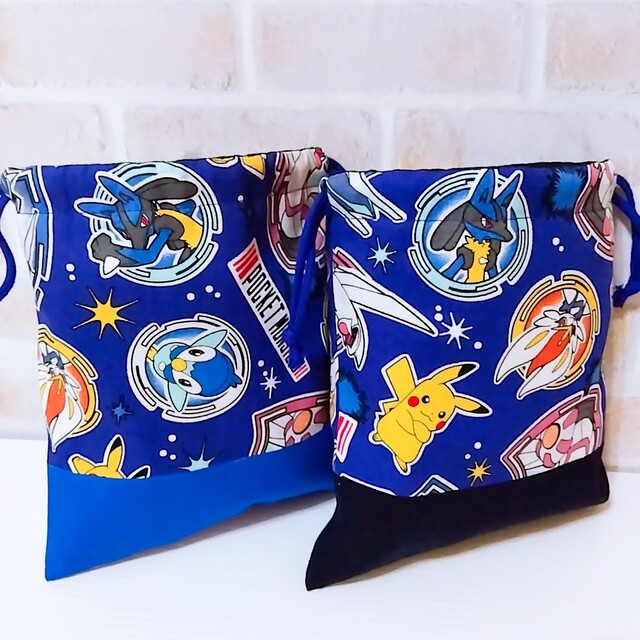 ☆ママ☆様専用⭐ポケモンのレッスンバッグと巾着2枚⭐ ハンドメイドのキッズ/ベビー(バッグ/レッスンバッグ)の商品写真