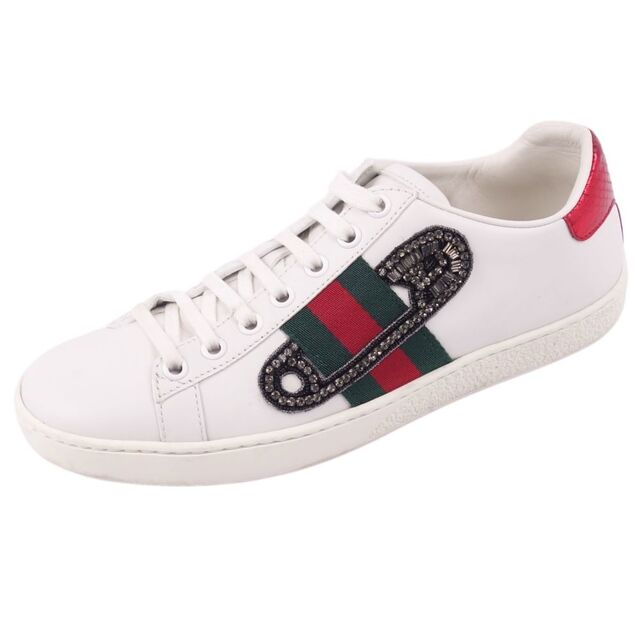 グッチ GUCCI スニーカー エース ビジュー装飾 シェリーライン シューズ 靴 レディース イタリア製 36(23cm相当)  ホワイト/グリーン/レッド | フリマアプリ ラクマ