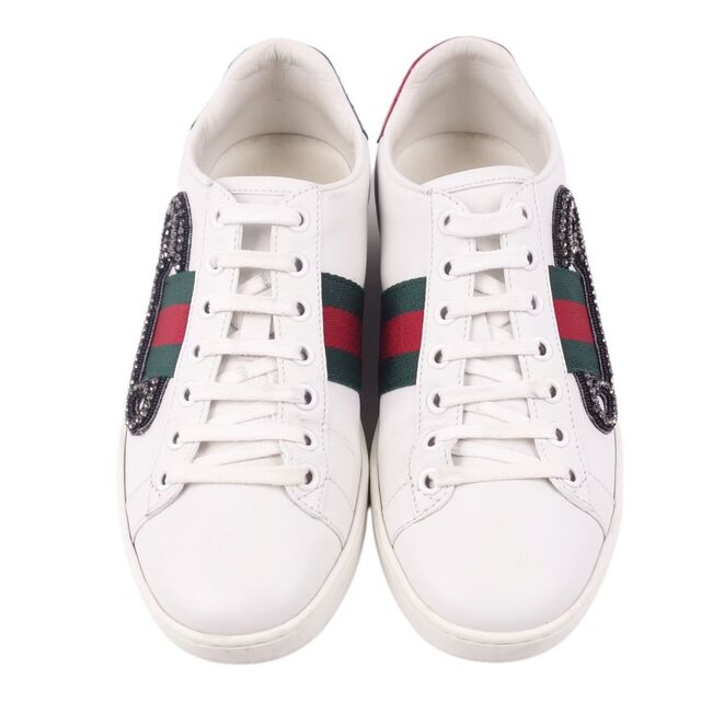 グッチ GUCCI スニーカー エース ビジュー装飾 シェリーライン シューズ 靴 レディース イタリア製 36(23cm相当)  ホワイト/グリーン/レッド