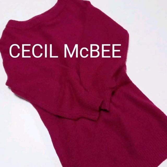 CECIL McBEE(セシルマクビー)の【CECIL McBEE セシルマクビー】マゼンダピンクニットワンピース レディースのワンピース(ミニワンピース)の商品写真