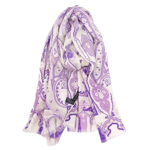 美品 エトロ ETRO ストール カシミヤ シルク マフラー フリンジ