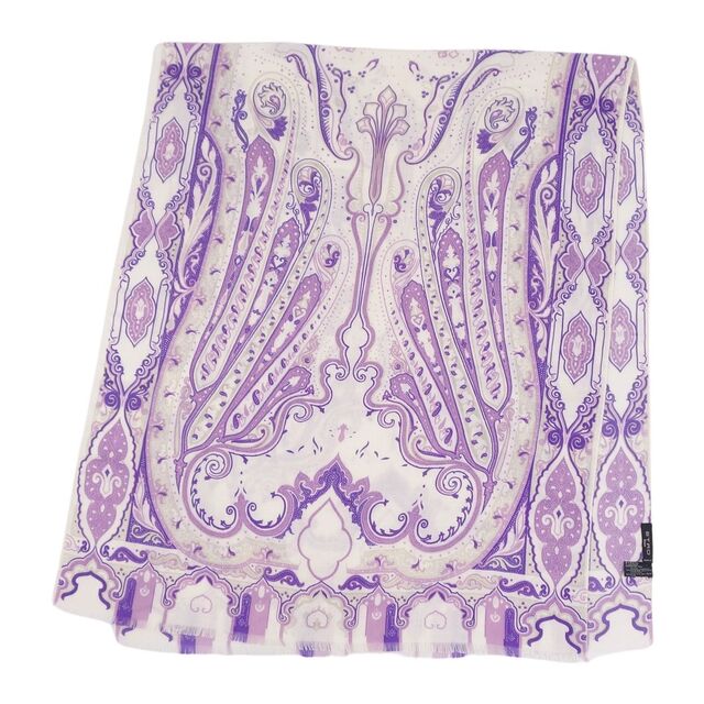 美品 エトロ ETRO ストール カシミヤ シルク マフラー フリンジ ペイズリー レディース マルチカラー