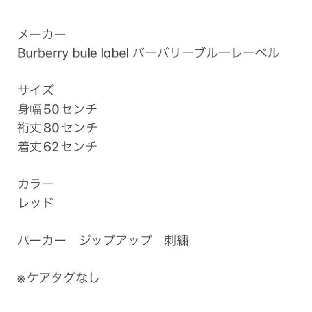 BURBERRY BLUE LABEL(バーバリーブルーレーベル)のBURBERRY BLUE LABELバーバリー・ブルーレーベル パーカー 刺繍 レディースのトップス(パーカー)の商品写真