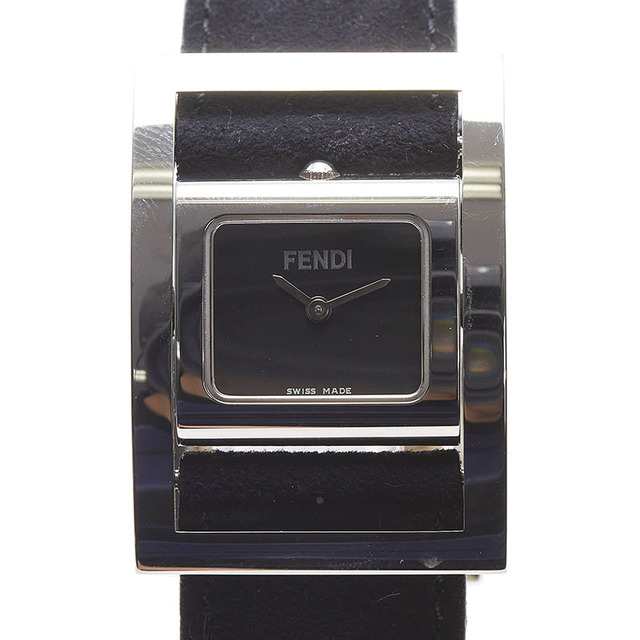 FENDI - 美品 フェンディ 腕時計 5000L クオーツ ブラック文字盤 ステンレススチール レザー レディース FENDI 【1-0083214】