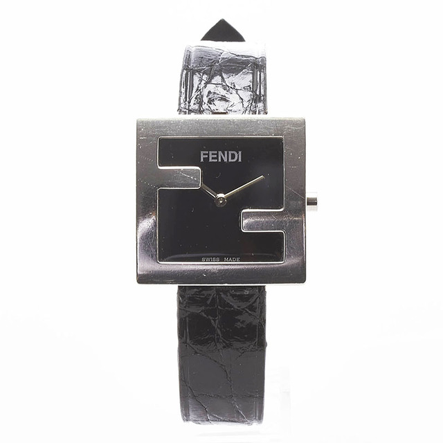 【箱・ギャラあり】 FENDI
クオーツ時計 　082-320L-880　 ステンレススチール　革ベルト 　黒文字盤　腕時計　レディース松山久万ノ台店