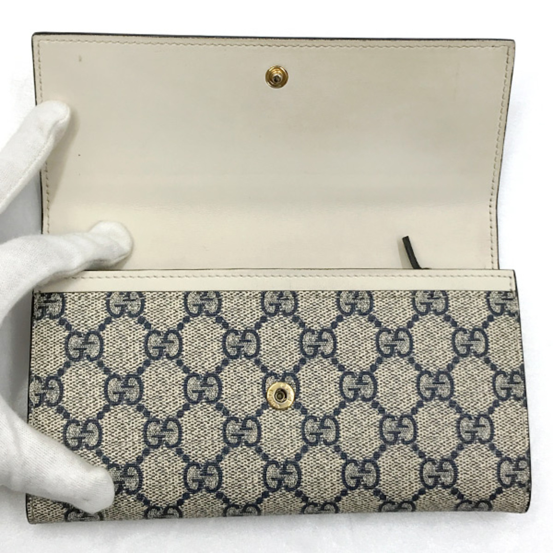 セール 美品 GUCCI グッチ 410100 GG 長財布 ネイビー PVC/レザー-