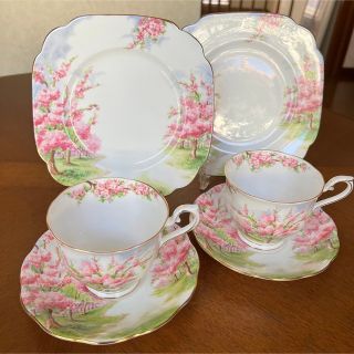 ロイヤルアルバート(ROYAL ALBERT)の【レア美品】ロイヤルアルバート★ブロッサムタイム★トリオ　ペア(食器)